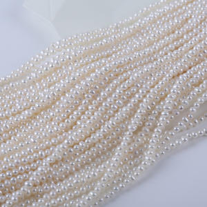 Perles d'eau douce naturelles presque rondes de 3 à 3,5 mm, couleur blanche, perles en vrac pour la fabrication de bijoux, accessoires bruts - Product Image 4