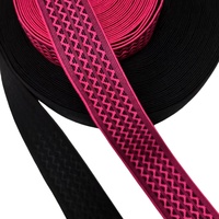Logo personnalisé à la mode Jacquard motif de vague 40mm noir ruban tissé élastique pour veste pantalon robe