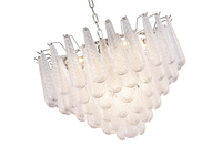 Lustre en verre artisanal multi-niveaux de designer, grand luminaire suspendu en métal de qualité supérieure pour la décoration de villa à plafond haut