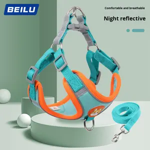 Yeni yansıtıcı Pet yavru köpek koşum tasma güzel Set ayarlanabilir yürüyüş koşu köpek tasması yelek koşum köpek aksesuarları - Product Image 3