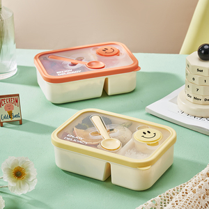 Boîte à bento durable avec cuillère-fourchette intégrée, récipient à sauce, qualité alimentaire, sans BPA, étanche, compatible micro-ondes, pour la maison et les voyages - Product Image 2