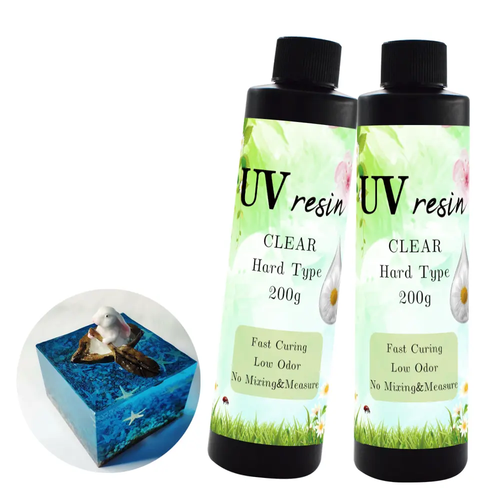 Etichetta personalizzabile eccellente trasparenza resina UV 200g/bottiglia UV rivestimento resina per imballaggio/lavorazione del legno