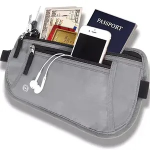 Custom RFID Blocking Travel Waist Card Holder Belt Pouch Passport Waist Wallet Belt Bag