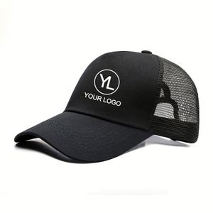 Custom Logo Mesh Back <b>Plain</b> Baseball Hat Structured Trucker <b>Cap</b> for Trade Show Giveaways - Product Image 1