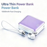 Mini chargeur portable compact à charge rapide 10000mAh grande capacité avec câble intégré et écran LED numérique