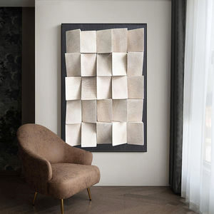 Arte Murale Moderna di Lusso su Misura, Dipinto Decorativo 3D con Texture Astratta e Blocchi di Colore in Legno per Hotel - Product Image 2