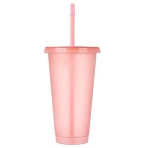 Bicchiere da Caffè in Plastica Riutilizzabile da 24oz, Senza BPA, Ecologico, Personalizzabile, con Coperchio Glitterato e Cannuccia per Bevande Fredde - Product Image 2