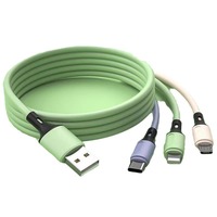 Câble de charge rapide et de transfert de données HS Macarons Drag Three trois-en-un avec connecteurs Type-C, Lightning et Micro USB, 0,5 m, silicone