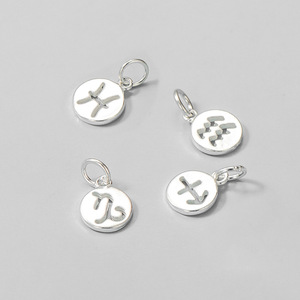 Ciondolo Rotondo Cavo con 12 Segni Zodiacali in <span class=keywords><strong>Argento</strong></span> Sterling <span class=keywords><strong>925</strong></span> per Creazione di Gioielli - Product Image 3