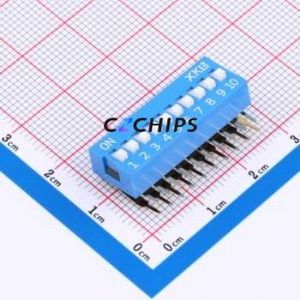 DA-10BLP DIP Switch Through hole Component (THT) Switch Flat Toggle, Raised Type Single Pole Single Throw 10 PC Pin - Product Image 1