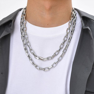 Collar de cadena de eslabones cuadrados gruesos de acero inoxidable 316L para hombre, a la moda, al por mayor - Product Image 1