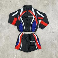 Ensemble coupe-vent 2 pièces DCY en nylon 100% délavé imprimé, veste zippée et short de survêtement pour homme, coupe oversize, logo personnalisé OEM