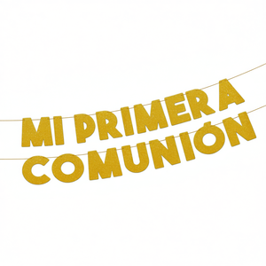 Mi Primera Comunión, Guirnalda de Letras Doradas, Elegante Decoración Religiosa para Fiestas, Bolsa de 12 Piezas - Product Image 2
