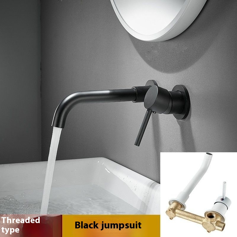 Black brass one-piece concealed faucet