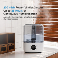 Humidificateur silencieux pour chambre à coucher, grande capacité 5L, humidificateur à brume froide avec débit de brume de 300 ml/h, contrôle intelligent pour soulager l'air sec