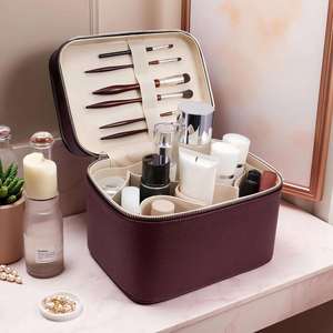 Trousse de Maquillage Double Couche Imperméable avec Fermeture Éclair, Sac de Maquillage Professionnel Portable, Étui de Rangement pour Soins de la Peau et Cils, Multiples Compartiments - Product Image 4