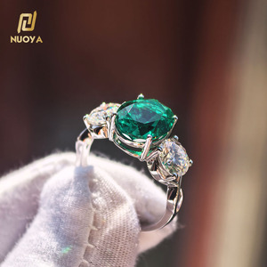 Cincin Zamrud Desain Baru NUOYA Perak Sterling S925 Moissanite dan Berlian Buatan Laboratorium Cincin Mewah untuk Pria Wanita Hadiah Pesta - Product Image 1