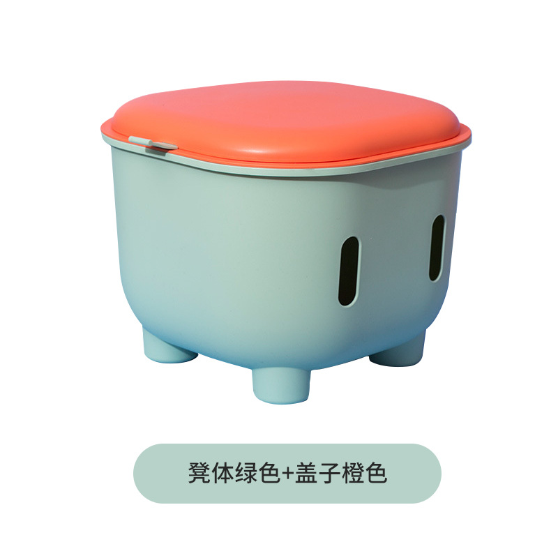 Green stool with orange lid (Walmart price: 69.9 yuan)