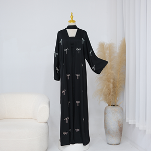 Vêtements islamiques <span class=keywords><strong>pour</strong></span> femmes, Abaya de luxe avec nœuds en diamant et robe intérieure, ensemble Abaya 2 pièces, Abaya élégante et modeste, robe musulmane <span class=keywords><strong>pour</strong></span> femmes <span class=keywords><strong>pour</strong></span> l'Aïd - Product Image 5