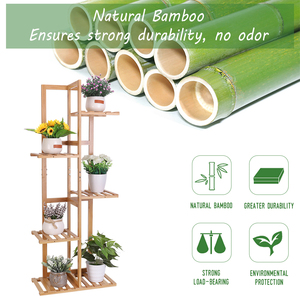 Soporte de madera para plantas altas Soporte de estante para maceta de esquina resistente para jardín - Product Image 3