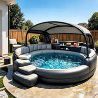 Bar Gonfiabile per Piscina, Bar Gonfiabile Personalizzato con Divano, Grande Piscina Gonfiabile per Adulti