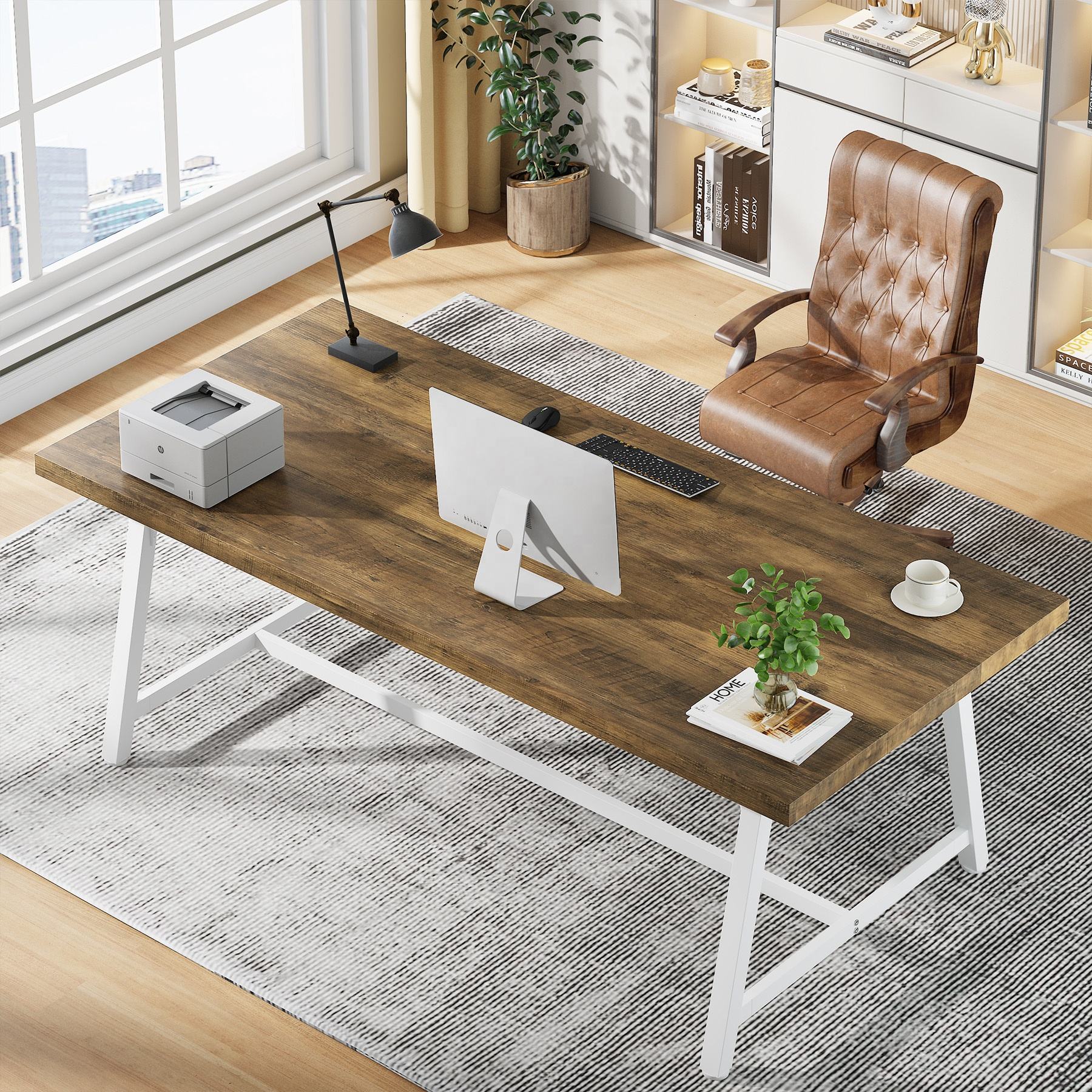 Tribesigns Table à Manger Pour 2-4 Personnes, 90 X 90 X 75 Cm Table De Salle A Manger Industrielle Table De Cuisine Carre Marron Rustique