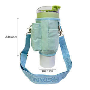 Polyester Crossbody <b>Water</b> <b>Bottle</b> Carrier Bag Bar Accessories Portable Reusable Cup Holder <b>Storage</b> for Women Outdoor Use - Product Image 4