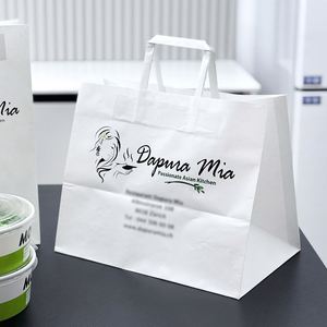 Bolsas de Papel Kraft Impresas Personalizadas para Comida para Llevar, Bolsas de Compras Recicladas para Restaurantes con Asas para Uso en Restaurantes Asiáticos - Product Image 4