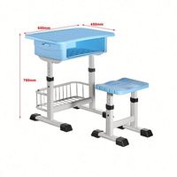 Ensemble de bureau et tabouret réglables et confortables pour étudiants avec tiroir et structure métallique pour l'étude en classe