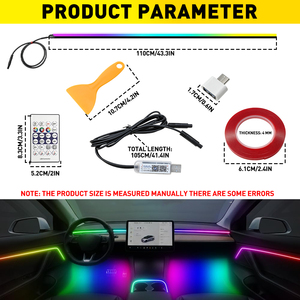Bande LED RGB Symphony 2 en 1 pour toit de voiture, éclairage d'ambiance pour toit ouvrant, 110 cm, contrôle par application - Product Image 2