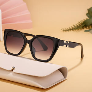 Lunettes de soleil œil de chat style européen et américain pour femmes, protection UV400, monture PC, verres noirs, tendance streetwear, protection solaire - Product Image 4