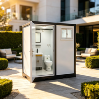 Baño Móvil Prefabricado Listo para Usar, Cabina de Inodoro con Estructura de Acero y Inodoro de Cerámica para Bodas y Eventos VIP