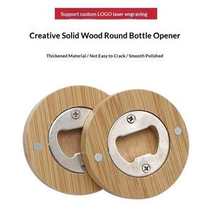 Ouvre-bouteille magnétique rond personnalisé avec logo, gravure laser, aimant de réfrigérateur portable et multifonctionnel, cadeau - Product Image 3