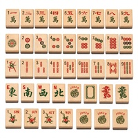 Set Mahjong Kayu Solid Gaya Amerika Ubin Berbintik Karakter Bambu Joker Musim Bunga Hadiah