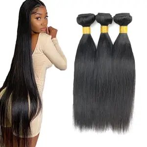 Long Size 30 32 34 Inch Brazilian Hair Weave Extension Dropshipping Mink Human Virgin Hair Cuticle Aligned Bundles Straight Wave