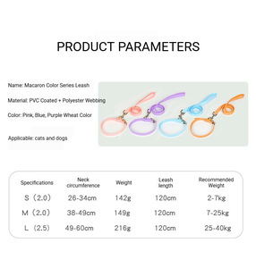 Conjunto de Correa y Arnés para Perro en Color Macaron, Nuevo <span class=keywords><strong>2026</strong></span> |   <span class=keywords><strong>Collar</strong></span> Ajustable de PVC Impermeable y Fácil de Limpiar para Razas Medianas a Grandes - Product Image 6