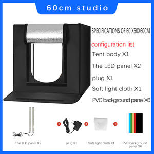 Kit de photographie portable Softbox 60 cm, tente pliable pour la photographie, studio photo, éclairage LED, boîte à lumière douce, cube d'éclairage photographique - Product Image 2