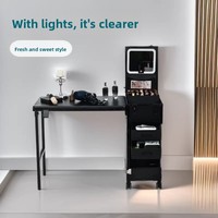 Valise de maquillage professionnelle 24'' résistante à l'eau en PC, avec miroir à 8 LED et haut-parleur Bluetooth