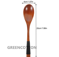 Cuillère en bois à long manche avec logo personnalisé, cuillère à mélanger réutilisable, cuillère à manger, ustensile de cuisine, cuillère de cuisson