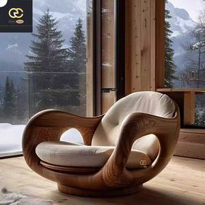 Luxus kreatives Design Wohnzimmer Holz Sofa Stuhl Minimalist Villa Light Luxus Design Recliner - Product Image 4