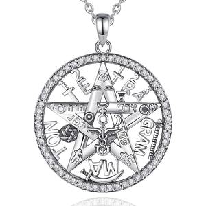 Merryshine Gifts 925 Sterling Silver Tetragrammaton <span class=keywords><strong>Pagan</strong></span> Wiccan Jewelry Pentagram Pentacle Collar para mujer - Product Image 1