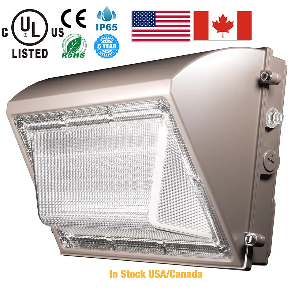 Stock In US Canada 5 Years Warranty IP65 60W 80W 100W 120W Photosensor Optional LED Wall Pack Lights
