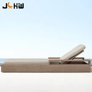 Sang trọng ngoài trời Sun Lounger Gỗ Tếch sunbed hồ bơi Câu Lạc Bộ bãi biển đồ nội thất sân vườn bằng gỗ đi văng