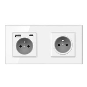 Ubaro French Style <b>Wall</b> <b>Socket</b> 16A Tempered Glass Panel Square Box Installation With Protection Door - Product Image 3