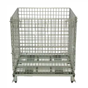 Cage pliable durable de conteneur de palette de grillage en acier de haute qualité après poudre enduite