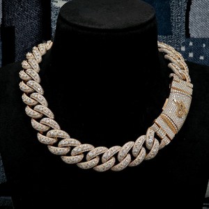 Oversized Iced Out Hip Hop Versatile 22mm <b>Cuban</b> <b>Link</b> <b>Chain</b> 925 Sterling <b>Silver</b> Moissanite Brilliant Luster - Product Image 5