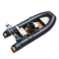 Yacht de luxe Haohai Jet Boat 12,8 pieds Rigide Pliable Gonflable Rib Certifié CE avec Moteur Hors-bord Coque en Fibre de Verre pour la Pêche