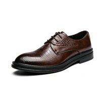 Chaussures Richelieu pour hommes à bout pointu, motif alligator, semelles épaisses en caoutchouc, antidérapantes, respirantes, pour le bureau et les mariages