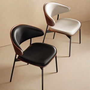 Sillas de mesa de comedor de madera maciza de diseño moderno Sillas de café de sala de estar de cuero de color personalizado - Product Image 5