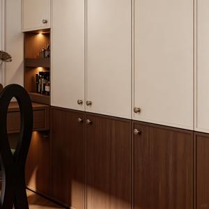 Armario Empotrado <span class=keywords><strong>de</strong></span> Madera Bicolor Moderno y Clásico MUJU, Iluminación LED <span class=keywords><strong>de</strong></span> Piso <span class=keywords><strong>a</strong></span> <span class=keywords><strong>Techo</strong></span>, Estantes Abiertos, 5+ Cajones con Tiradores, para Dormitorio o Sala <span class=keywords><strong>de</strong></span> Estar - Product Image 4